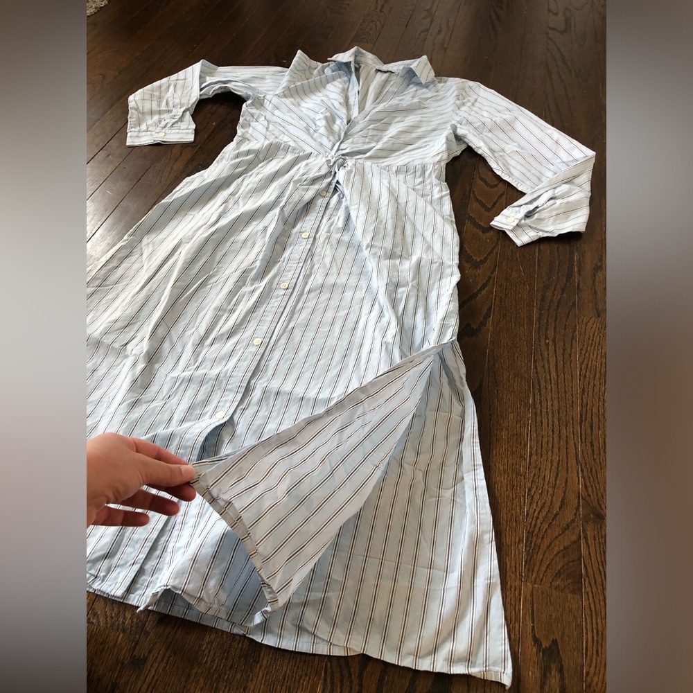 RAILS Women’s L Blue/White Stripe Irie V-Neck Midi Shirt Dress in Hampton Stripe - Picture 12 of 16